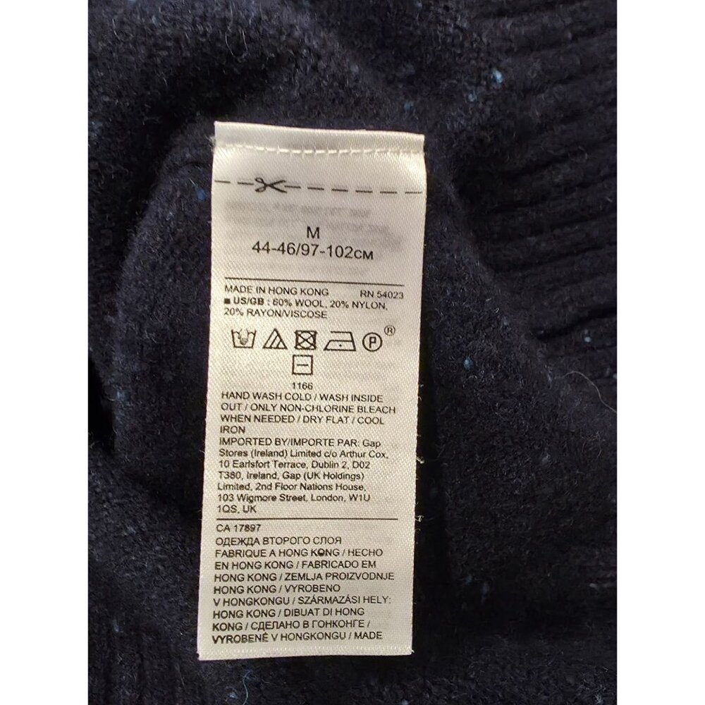 Banana Republic Blue Speckled Italian Wool Blend Hooded Sweater Men's M - Picture 4 of 5